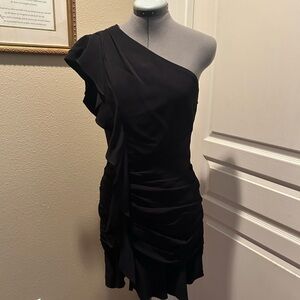 Veronica Beard Elegant Black One-Shoulder Dress